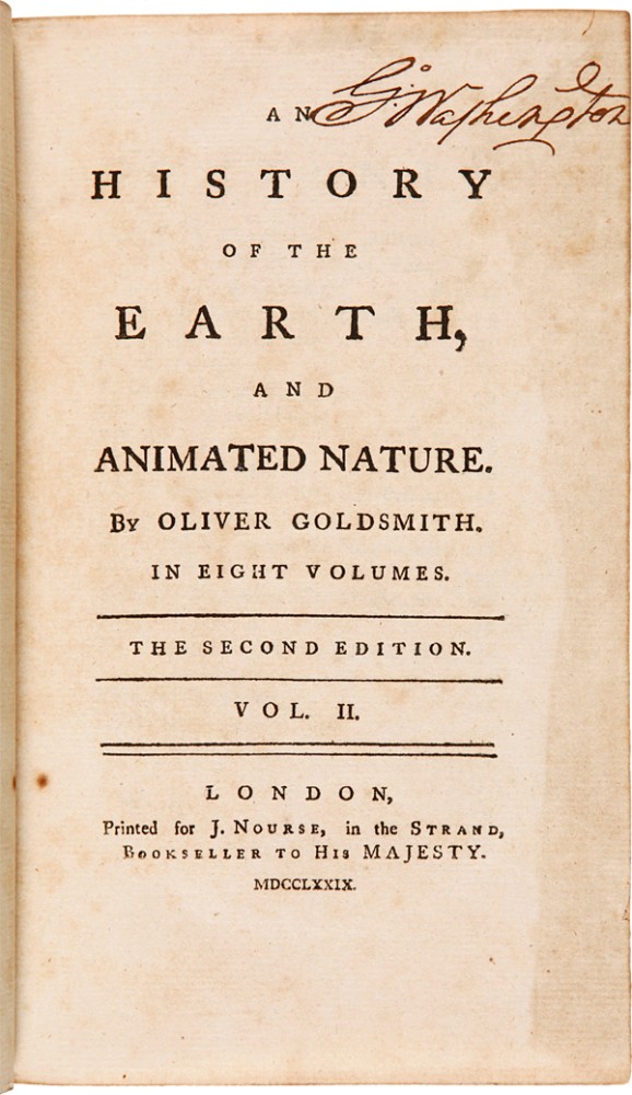 title page of History of the Earth showing Washington's signature in the corner